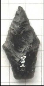 obsidian point from Block 2[A03-411] is a type 1b (Early Archaic) or a 2c (Middle Archaic) form.