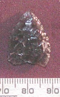Obsidian point (Cat. 609) from Terminal Archaic context at Jiskairumoko, XRF showed this to be from the Chivay source (Craig 2005: 834, 913)